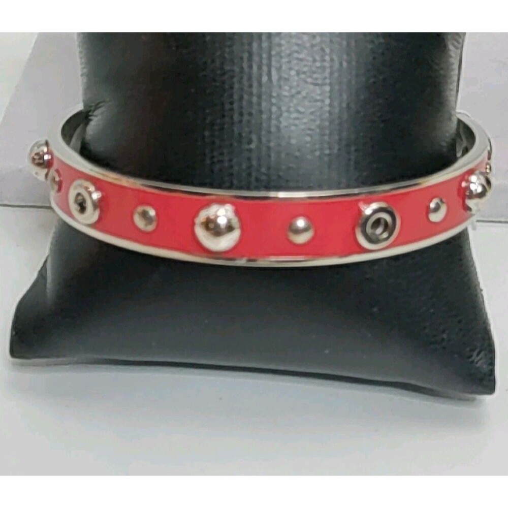 Coach Red & Silver Tone Bangle Bracelet
